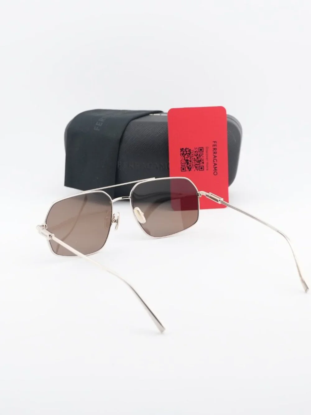 Salvatore Ferragamo SF313S 745 Aviator Sunglasses - Gold / Brown